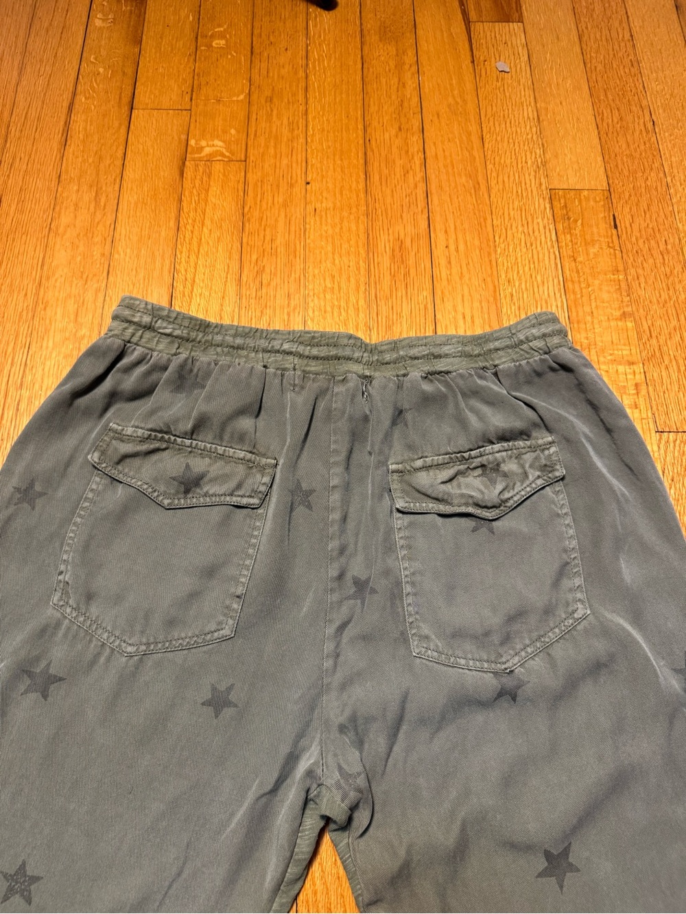 Vintage Havana Olive‎ Green Star-Print Jogger Pants 100% Tencel Size L - Picture 4 of 9